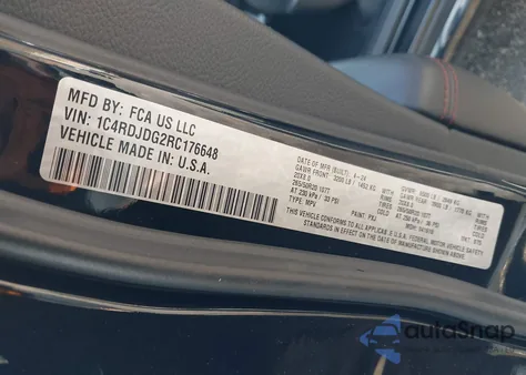 2024 Dodge Durango Gt Awd z USA, uszkodzony, nr VIN 1C4RDJDG2RC176648